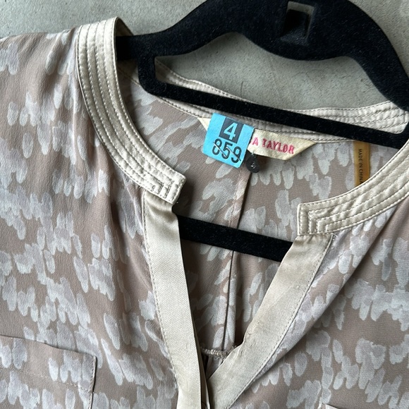 REBECCA TAYLOR silk printed nude blouse - Picture 2 of 6